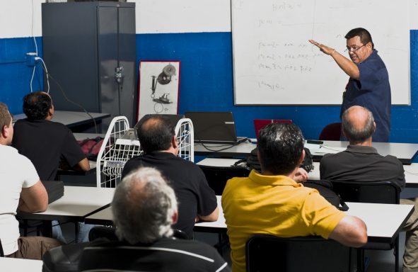 A man teaching a class